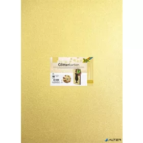   Dekorkarton tömb, csillámos, 1 oldalas, 50x70 cm, 300g, 5 lap, FOLIA, arany