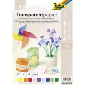   Transzparens papír, A4, 115 g, 10 lap, FOLIA, vegyes színek