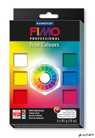 Gyurma készlet, 6x85 g, égethető, FIMO 'Professional True Colours', 6 különböző szín