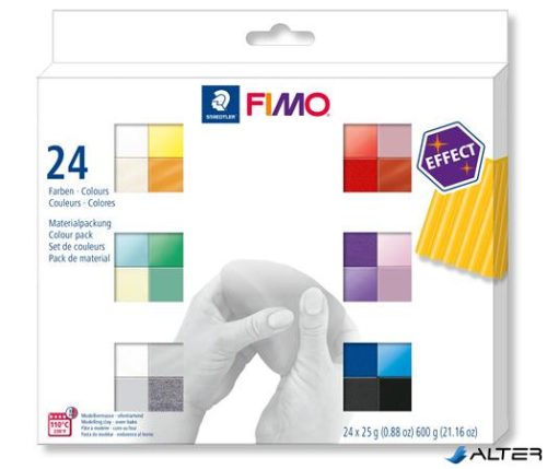 Gyurma, készlet, 24x25 g, égethető, FIMO 'Effect Colours' 24 különböző szín