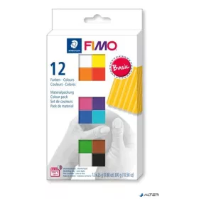   Gyurma, készlet, 12x25 g, égethető, FIMO "Soft Basic", 12 különböző szín