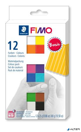 Gyurma, készlet, 12x25 g, égethető, FIMO 'Soft Basic', 12 különböző szín