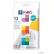 Gyurma, készlet, 12x25 g, égethető, FIMO 'Soft Brillant', 12 különböző szín