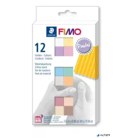   Gyurma, készlet, 12x25 g, égethető, FIMO "Soft Pastel" 12 különböző szín