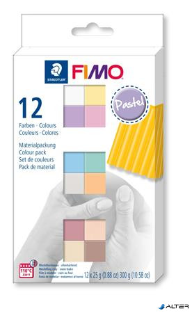 Gyurma, készlet, 12x25 g, égethető, FIMO "Soft Pastel" 12 különböző szín