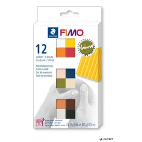   Gyurma, készlet, 12x25 g, égethető, FIMO 'Soft Natural', 12 különböző szín