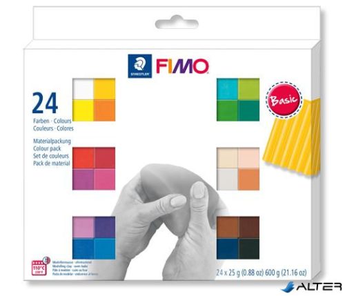 Gyurma, készlet, 24x25g, égethető, FIMO "Soft Basic", 24 különböző szín