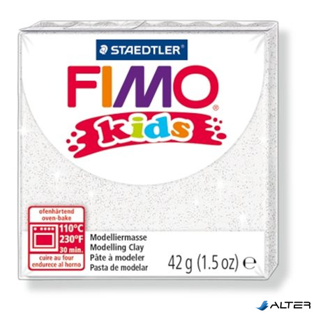 Gyurma, 42 g, égethető, FIMO "Kids", glitteres fehér