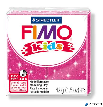 Gyurma, 42 g, égethető, FIMO "Kids", glitteres rózsaszín