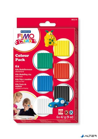 Gyurma készlet, 6x42 g, égethető, FIMO 'Kids Color Pack', 6 alapszín
