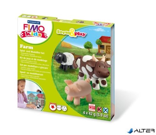 Gyurma készlet, 4x42 g, égethető, FIMO "Kids Form & Play", farm