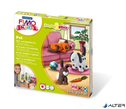 Gyurma készlet, 4x42 g, égethető, FIMO "Kids Form & Play", állatok