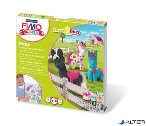 Gyurma készlet, 4x42 g, égethető, FIMO 'Kids Form & Play', pónik