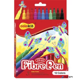   Filctoll készlet, COLOKIT "FibrePen", 12 különböző szín