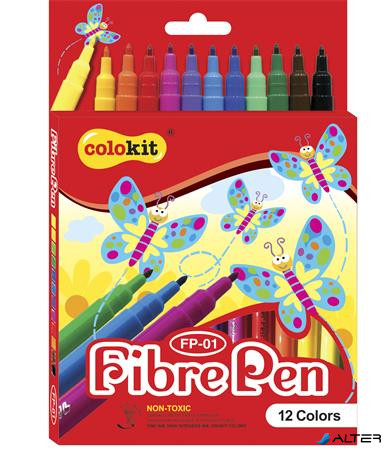 Filctoll készlet, COLOKIT "FibrePen", 12 különböző szín
