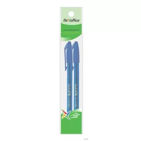   Golyóstoll, 0,4 mm, 2 db/bliszter, kupakos, FLEXOFFICE 'TechJob', kék