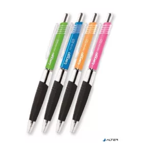   Golyóstoll, 0,35 mm, nyomógombos, vegyes színű, áttetsző test, FLEXOFFICE 'Tango', kék