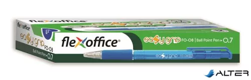 Golyóstoll, 0,4 mm, nyomógombos, FLEXOFFICE "EasyGrip", kék