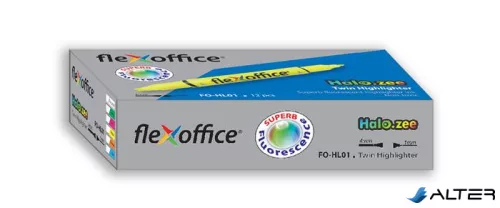 Szövegkiemelő, 1,0/4,0 mm, kétvégű, FLEXOFFICE "HL01", narancs