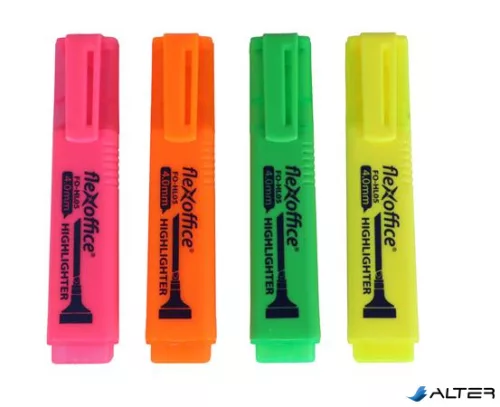 Szövegkiemelő készlet, 1-4 mm, FLEXOFFICE "HL05", 4 különböző szín