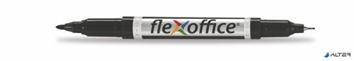 Alkoholos marker, 0,4/1,0 mm, kúpos, kétvégű, FLEXOFFICE "PM01", fekete