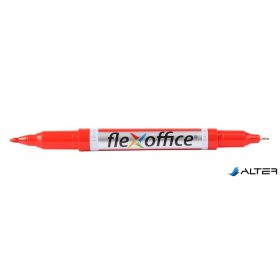   Alkoholos marker, 0,4/1,0 mm, kúpos, kétvégű, FLEXOFFICE "PM01", piros