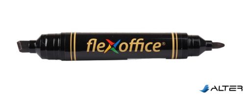 Alkoholos marker, 0,8/6,0 mm, kúpos/vágott, kétvégű, FLEXOFFICE "PM04", fekete