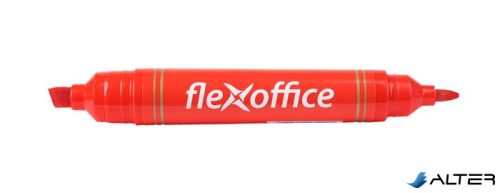 Alkoholos marker, 0,8/6,0 mm, kúpos/vágott, kétvégű, FLEXOFFICE "PM04", piros