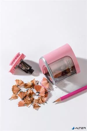 Hegyező, elemes, asztali, FLEXOFFICE "Flexio", rózsaszín