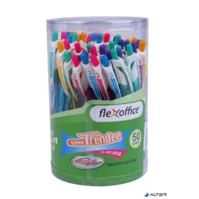   Zseléstoll, 0,35 mm, nyomógombos, vegyes színű test, FLEXOFFICE "Trendee", kék