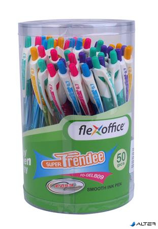 Zseléstoll, 0,35 mm, nyomógombos, vegyes színű test, FLEXOFFICE 'Trendee', kék