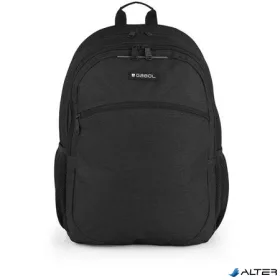   Hátizsák, iskolatáska, notebook tartóval, cipzáras, GABOL "Wolf", fekete