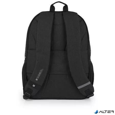 Hátizsák, iskolatáska, notebook tartóval, cipzáras, GABOL "Wolf", fekete