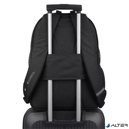 Hátizsák, iskolatáska, notebook tartóval, cipzáras, GABOL "Wolf", fekete