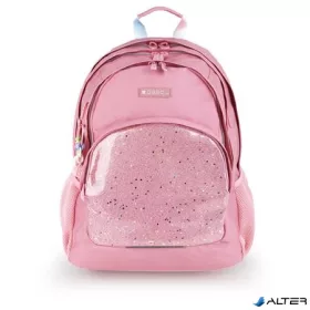   Hátizsák, iskolatáska, cipzáras, GABOL "Glam", rózsaszín csillámos