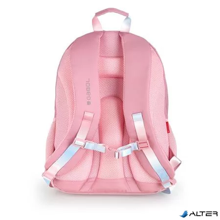 Hátizsák, iskolatáska, cipzáras, GABOL "Glam", rózsaszín csillámos