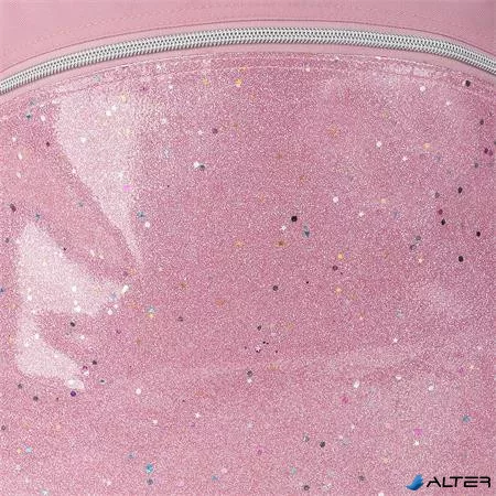 Hátizsák, iskolatáska, cipzáras, GABOL "Glam", rózsaszín csillámos