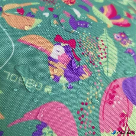 Hátizsák, iskolatáska, cipzáras, GABOL "Vida", zöld, trópusi mintás