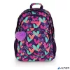 Hátizsák, iskolatáska, cipzáras, GABOL "Kokoro", lila, szívek