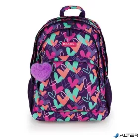  Hátizsák, iskolatáska, cipzáras, GABOL "Kokoro", lila, szívek