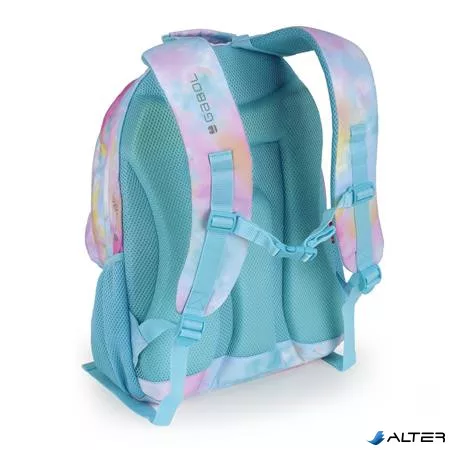Hátizsák, iskolatáska, cipzáras, GABOL "Mystic", világoskék, batikolt hatású