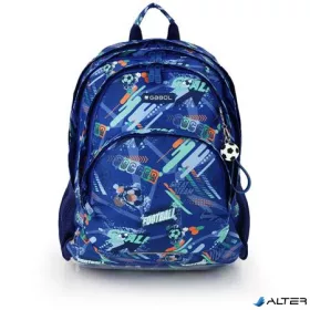   Hátizsák, iskolatáska, cipzáras, GABOL "Crew", kék, foci