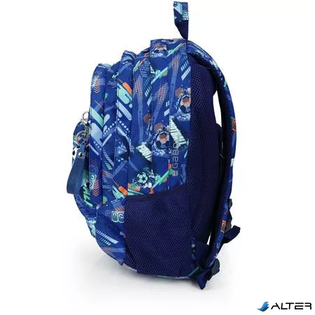 Hátizsák, iskolatáska, cipzáras, GABOL "Crew", kék, foci