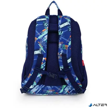 Hátizsák, iskolatáska, cipzáras, GABOL "Crew", kék, foci
