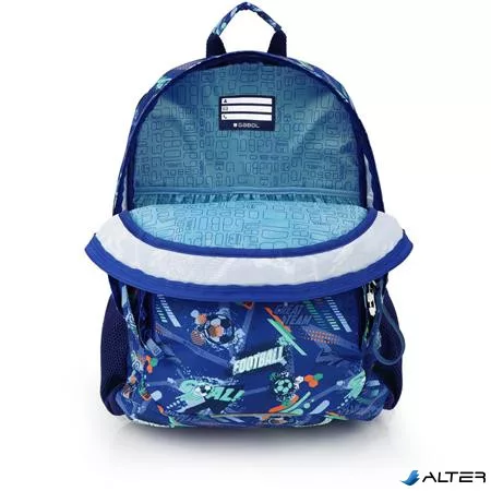 Hátizsák, iskolatáska, cipzáras, GABOL "Crew", kék, foci