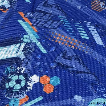 Hátizsák, iskolatáska, cipzáras, GABOL "Crew", kék, foci