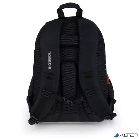 Hátizsák, iskolatáska, cipzáras, GABOL "Trick", szürke-fekete, gördeszka