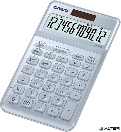 Számológép, asztali, 12 számjegy, CASIO "JW 200SC", acélkék