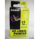 Feliratozógép szalag, 12 mm x 8 m, CASIO, sárga-fekete