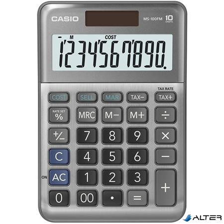 Számológép, asztali, 10 számjegy, CASIO "MS-100 FM", szürke